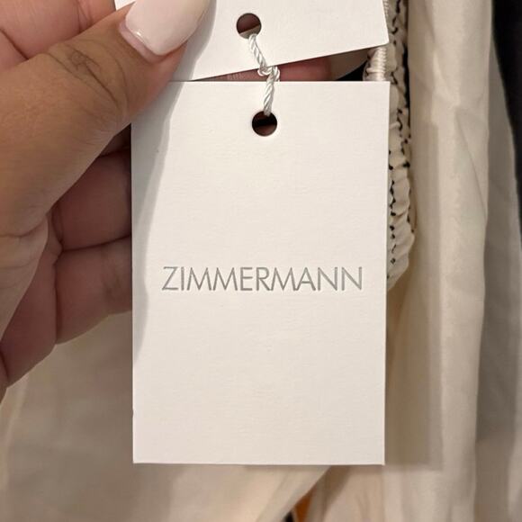 New Zimmermann Cream Black Draw Waist Silk Wide Leg Pants Trousers Size Small 1 - Picture 7 of 15